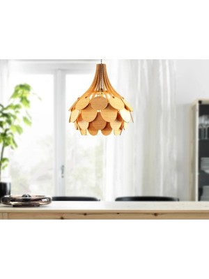 St. Morritz Miniball Modern Tasarım Globe Küre Doğal Ahşap Mdf 3D Lazer Kesim Rustik Salon Avize