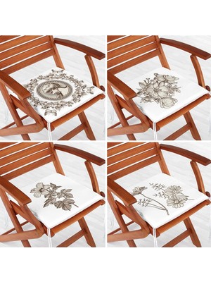 Rem Home Rengirenk Dekoratif Sandalye Minderi Beyaz Modern 40 x 40 cm Mutfak Balkon Oturma Minderi