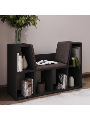 Minderli Kitaplık - Oturma Alanlı 103 cm Minimalist Tasarım