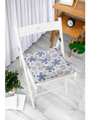 Rem Home Rengirenk Dekoratif Sandalye Minderi Beyaz Hayvan Bağcıklı 40 x 40 cm Mutfak Balkon Oturma Minderi