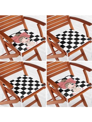 Rem Home Rengirenk Dekoratif Sandalye Minderi Beyaz 40 x 40 cm Mutfak Balkon Oturma Minderi