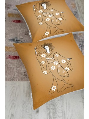 Rem Home Rengirenk Dekoratif Kırlent Kılıfı Sarı Modern 70 x 70 cm Salon Koltuk Kanepe Yastık Kılıfı