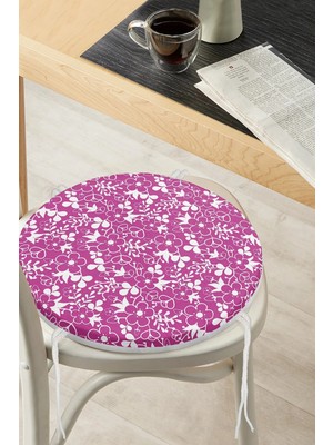 Rem Home Rengirenk Dekoratif Sandalye Minderi Modern Yuvarlak 40 x 40 cm Mutfak Balkon Oturma Minderi