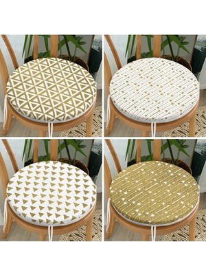 Rem Home Rengirenk Dekoratif Sandalye Minderi Geometrik Yuvarlak 40 x 40 cm Mutfak Balkon Oturma Minderi