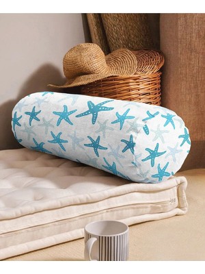Rem Home Rengirenk Dekoratif Kırlent Kılıfı Mavi Yıldız 60 x 20 cm Salon Koltuk Kanepe Yastık Kılıfı