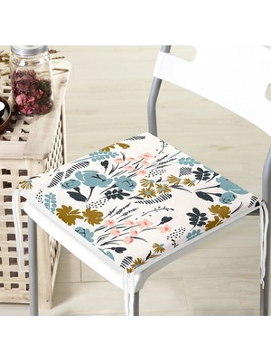 Rem Home Rengirenk Dekoratif Sandalye Minderi Beyaz Modern 40 x 40 cm Mutfak Balkon Oturma Minderi