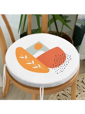 Rem Home Rengirenk Dekoratif Sandalye Minderi Beyaz Modern Yuvarlak 40 x 40 cm Mutfak Balkon Oturma Minderi