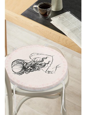 Rem Home Rengirenk Dekoratif Sandalye Minderi Yuvarlak 40 x 40 cm Mutfak Balkon Oturma Minderi