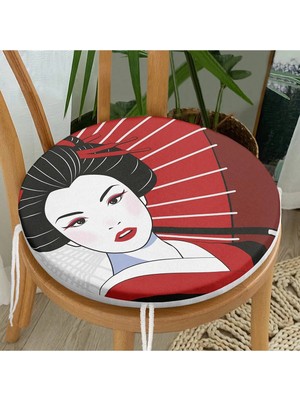 Rem Home Rengirenk Dekoratif Sandalye Minderi Kırmızı Yuvarlak 40 x 40 cm Mutfak Balkon Oturma Minderi