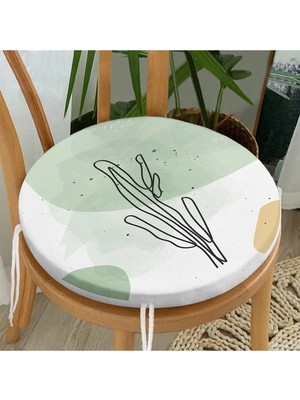 Rem Home Rengirenk Dekoratif Sandalye Minderi Yaprak Yuvarlak 40 x 40 cm Mutfak Balkon Oturma Minderi