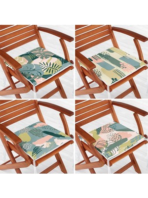 Rem Home Rengirenk Dekoratif Sandalye Minderi Yaprak 40 x 40 cm Mutfak Balkon Oturma Minderi