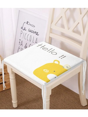 Rem Home Rengirenk Dekoratif Sandalye Minderi Sarı Modern 40 x 40 cm Mutfak Balkon Oturma Minderi