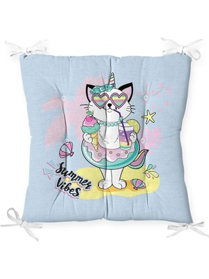 Rem Home Rengirenk Dekoratif Sandalye Minderi Sarı 40 x 40 cm Mutfak Balkon Oturma Minderi