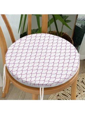 Rem Home Rengirenk Dekoratif Sandalye Minderi Mor Geometrik Yuvarlak 40 x 40 cm Mutfak Balkon Oturma Minderi
