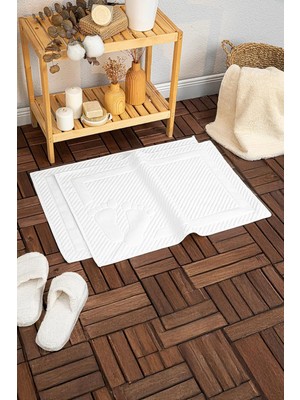 LEOLINE%100 Pamuk Premium 2'li Ayak Havlusu - Beyaz, F2488