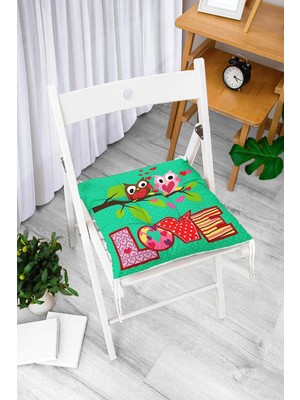 Rem Home Rengirenk Dekoratif Sandalye Minderi Beyaz Hayvan Kare Bağcıklı 40 x 40 cm Mutfak Balkon Oturma Minderi