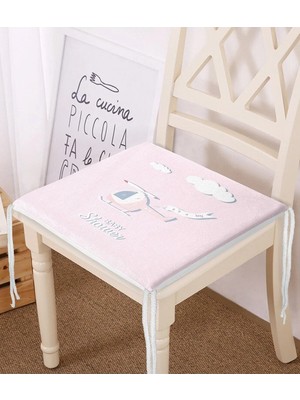 Rem Home Rengirenk Dekoratif Sandalye Minderi Pembe Modern 40 x 40 cm Mutfak Balkon Oturma Minderi