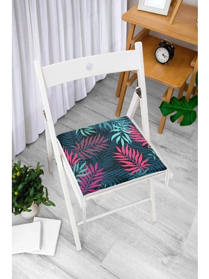 Rem Home Rengirenk Dekoratif Sandalye Minderi Yaprak 40 x 40 cm Mutfak Balkon Oturma Minderi