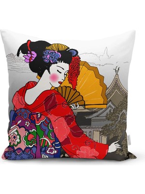 Rem Home Rengirenk Dekoratif Kırlent Kılıfı Sarı Etnik 43 x 43 cm Salon Koltuk Kanepe Yastık Kılıfı
