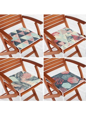 Rem Home Rengirenk Dekoratif Sandalye Minderi Geometrik 40 x 40 cm Mutfak Balkon Oturma Minderi