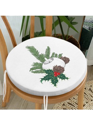 Rem Home Rengirenk Dekoratif Sandalye Minderi Sarı Yaprak Yuvarlak 40 x 40 cm Mutfak Balkon Oturma Minderi