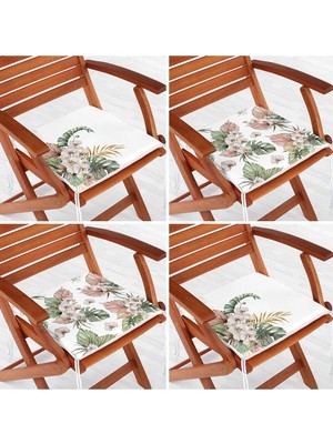 Rem Home Rengirenk Dekoratif Sandalye Minderi Sarı Yaprak 40 x 40 cm Mutfak Balkon Oturma Minderi