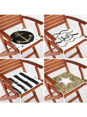 Rem Home Rengirenk Dekoratif Sandalye Minderi Beyaz Modern 40 x 40 cm Mutfak Balkon Oturma Minderi