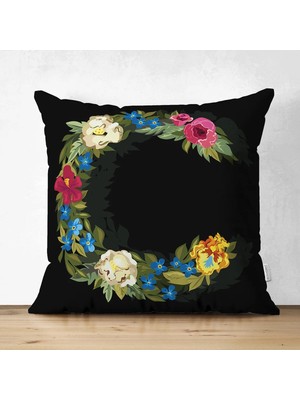 Rem Home Rengirenk Dekoratif Kırlent Kılıfı Siyah Modern 43 x 43 cm Salon Koltuk Kanepe Yastık Kılıfı