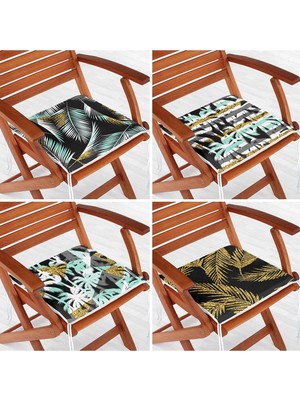 Rem Home Rengirenk Dekoratif Sandalye Minderi Yaprak 40 x 40 cm Mutfak Balkon Oturma Minderi