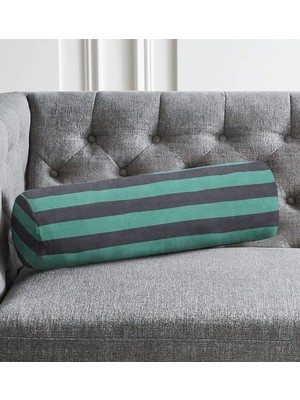Rem Home Rengirenk Dekoratif Kırlent Kılıfı Lacivert Çizgili 60 x 20 cm Salon Koltuk Kanepe Yastık Kılıfı