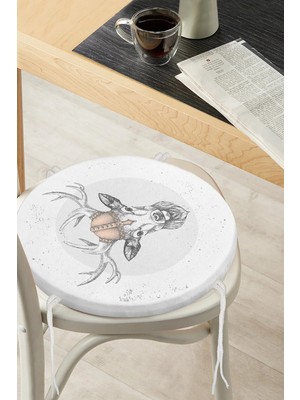 Rem Home Rengirenk Dekoratif Sandalye Minderi Beyaz Modern Yuvarlak 40 x 40 cm Mutfak Balkon Oturma Minderi