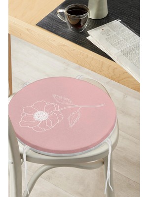 Rem Home Rengirenk Dekoratif Sandalye Minderi Beyaz Modern Yuvarlak 40 x 40 cm Mutfak Balkon Oturma Minderi