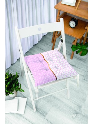 Rem Home Rengirenk Dekoratif Sandalye Minderi Beyaz Modern Bağcıklı 40 x 40 cm Mutfak Balkon Oturma Minderi