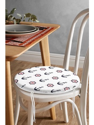 Rem Home Rengirenk Dekoratif Sandalye Minderi Beyaz Modern Yuvarlak 40 x 40 cm Mutfak Balkon Oturma Minderi