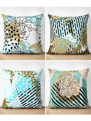 Rem Home Rengirenk Dekoratif Kırlent Kılıfı Beyaz Puantiye 43 x 43 cm Salon Koltuk Kanepe Yastık Kılıfı