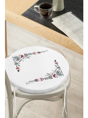 Rem Home Rengirenk Dekoratif Sandalye Minderi Sarı Modern Yuvarlak 40 x 40 cm Mutfak Balkon Oturma Minderi