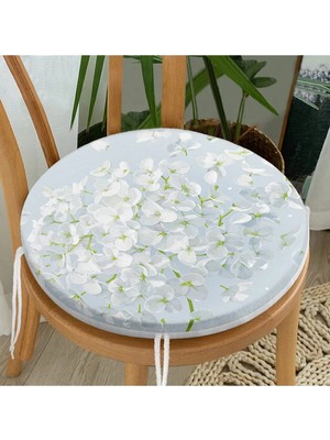 Rem Home Rengirenk Dekoratif Sandalye Minderi Beyaz Yuvarlak 40 x 40 cm Mutfak Balkon Oturma Minderi