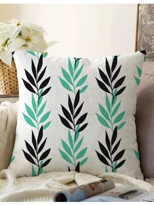 Rem Home Rengirenk Dekoratif Kırlent Kılıfı Yaprak 43 x 43 cm Salon Koltuk Kanepe Yastık Kılıfı