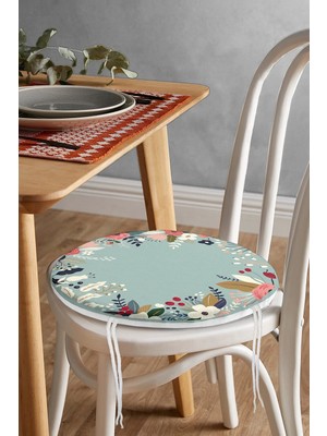 Rem Home Rengirenk Dekoratif Sandalye Minderi Modern Yuvarlak 40 x 40 cm Mutfak Balkon Oturma Minderi
