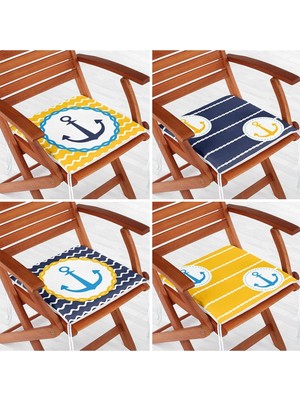 Rem Home Rengirenk Dekoratif Sandalye Minderi Lacivert 40 x 40 cm Mutfak Balkon Oturma Minderi