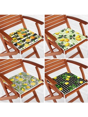Rem Home Rengirenk Dekoratif Sandalye Minderi Sarı 40 x 40 cm Mutfak Balkon Oturma Minderi