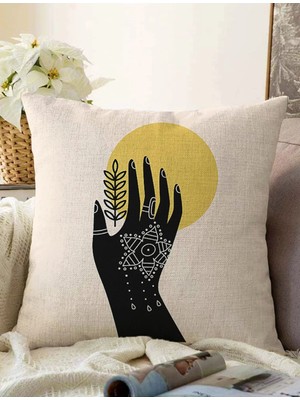 Rem Home Rengirenk Dekoratif Kırlent Kılıfı Sarı 43 x 43 cm Salon Koltuk Kanepe Yastık Kılıfı