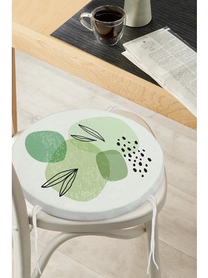 Rem Home Rengirenk Dekoratif Sandalye Minderi Yaprak Yuvarlak 40 x 40 cm Mutfak Balkon Oturma Minderi