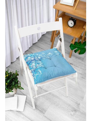 Rem Home Rengirenk Dekoratif Sandalye Minderi Beyaz Hayvan Bağcıklı 40 x 40 cm Mutfak Balkon Oturma Minderi