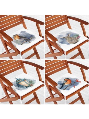 Rem Home Rengirenk Dekoratif Sandalye Minderi Beyaz Hayvan 40 x 40 cm Mutfak Balkon Oturma Minderi