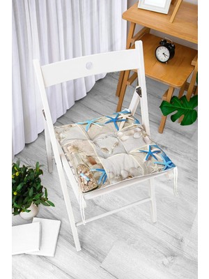 Rem Home Rengirenk Dekoratif Sandalye Minderi Beyaz Hayvan Kare Bağcıklı 40 x 40 cm Mutfak Balkon Oturma Minderi