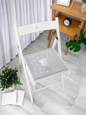 Rem Home Rengirenk Dekoratif Sandalye Minderi Gri Modern 40 x 40 cm Mutfak Balkon Oturma Minderi