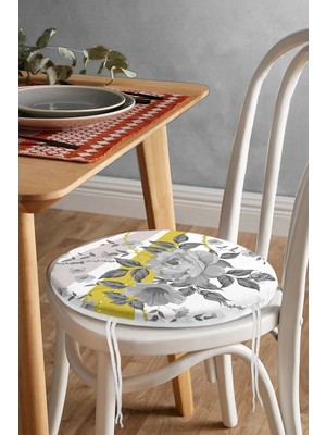 Rem Home Rengirenk Dekoratif Sandalye Minderi Beyaz Modern Yuvarlak 40 x 40 cm Mutfak Balkon Oturma Minderi