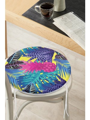 Rem Home Rengirenk Dekoratif Sandalye Minderi Sarı Modern Yuvarlak 40 x 40 cm Mutfak Balkon Oturma Minderi