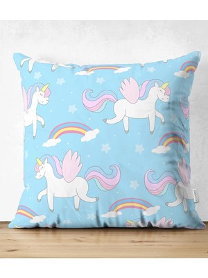 Rem Home Rengirenk Dekoratif Kırlent Kılıfı 43 x 43 cm Salon Koltuk Kanepe Yastık Kılıfı